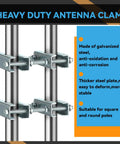 Two Pack Heavy Duty Mast To Mast Antenna Clamp Kit With V Jaw Blocks For 1 To 2.5 Inch Poles, Pole To Pole Mounting Hardware For Ham Radios, TV Antennas, Network Antennas, Flag Poles. Galvanized steel mast clamp for 1-2.5 in poles