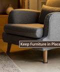 3x3 Square Rubber Furniture Caster Cups Anti Slip Pads Bed Stopper Floor Protectors under a grey sofa on a wooden floor