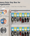 Heavy-duty 32 Key Wall Mounted Lock Box With Dual Lock Key And 3-Digit Combo, writable key racks and tags displayed