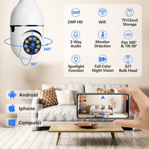 User controlling Smart Indoor Pan Tilt WiFi Dome Cam with 360 Degree Tracking AI Human And Pet Recognition via smartphone app