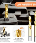 Left-hand drill bit and screw extractor set, 14-piece, cobalt HSS bits, Amazon brand.