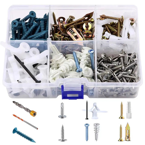 Multi Purpose Wall Anchor Kit 367 Piece Set For Drywall Wood Concrete Brick Hollow Walls Includes Screws And Anchors