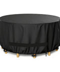 Round Outdoor Table And Chair Set Cover Fits 48 Inch Diameter By 28 Inch High Beefy Built 420D Waterproof UV Resistant Windproof Dustproof Black