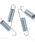 Heavy Duty Three Five Eighth Inch Recliner Tension Springs Four Pack with shiny silver finish and hooks for furniture repair.