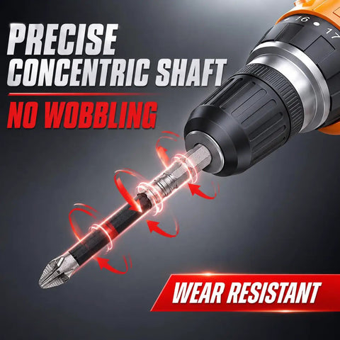 Close-up of precise concentric shaft of Premium Magnetic Drill Bit Set For Impact Drivers Featuring Rock Solid Grip.