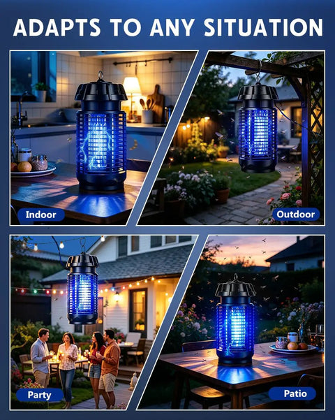 All Season Bug Zapper For Indoor And Outdoor Use With 4200V Electric Grid Waterproof Mosquito Killer 365nm UV Light 20W Power One Button Easy Operation For Home Patio Yard Camping in various settings