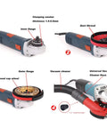Installation steps for Surface Grinding Dust Shroud For 115mm To 125mm Angle Grinders showing clamping washer, dust shroud, and diamond cup wheel.