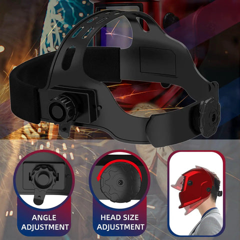 Adjustable Welding Helmet Headgear With Sweatband For Round Hole Helmets Three Point Contact Distributes Weight Front Top Back