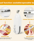 2 In 1 Heat Sealer And Cutter For Snack Bags, Portable Bag Sealer Resealer Machine with sharp cutting blade and heating clip