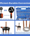 Beefy 55 In 1 Bearing Puller Kit for Heavy Duty Blind Hole Removal with alloy steel construction and anti-slip handle in case