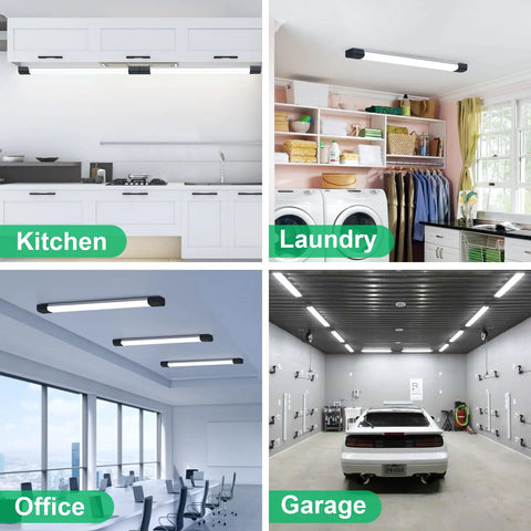 Straight Up Super Bright Plug In Led Tube Lights Four Foot Two Pack Linkable Ceiling Fixture Five Thousand Kelvin Crisp Cool White Finish Drop Dead Easy Setup For Garage Workspace Closet And Home Shop
