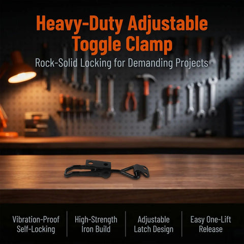 Super Cool 12 Pc Heavy Duty Black Adjustable Toggle Clamps Securely Lock Down Gear Cabinets With Zero Shake And Gaps For Any Tough Project on wooden workbench