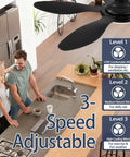 Universal Ceiling Fan Remote Control For Most AC Fans With 3 Speeds And Light Dimmer in kitchen setting, showing speed levels.
