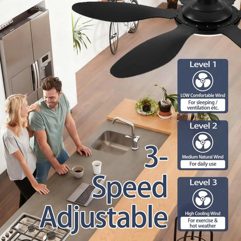 Universal Ceiling Fan Remote Control For Most AC Fans With 3 Speeds And Light Dimmer in kitchen setting, showing speed levels.