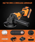 21V Cordless Grinder Kit Featuring 4 Inch Blade 10000 RPM Brushless Motor 4Ah Lithium Battery And Quick Charger Dual Position Handle