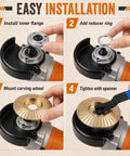 Easy installation steps of 14 Piece Wood Carving Disc Set For Angle Grinder Pro Grade Heavy Duty Complete Woodworking Kit.