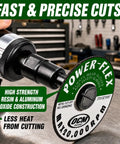 Heavy Duty 20 Pack Of 3 Inch Cut Off Grinding Wheels With Thin 1/32 Inch Profile And 3/8 Inch Arbor on a cutting tool.