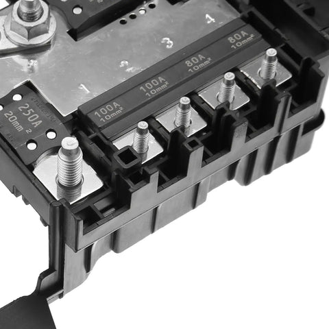 High Octane Fuse Box Battery Terminal With Durable Cover for 2011 to 2015 Chevy Cruze close-up of fuse connections and terminals.