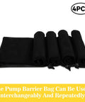 4 Pack 17x17 Inch Pond Pump Barrier Bags Mesh Filter Bags Set For Pond Pumps, rolled and laid out with drawstrings visible.