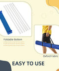 Dog Agility Weave Poles Set, Portable obstacle course with blue foldable poles and 600D Oxford storage bag.