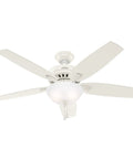52 Inch Indoor Ceiling Fan With Crisp LED Light And Bulbs Included, White Finish, Pull Chain Control, Five Blades, Standard Mount, No Remote