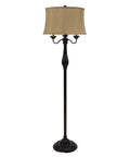 Abigail 6-Way Candle-Style Floor Lamp In Dark Oil Rubbed Bronze With Faux Silk Bell Shade Tall 63 Inch Lighting