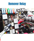 Car Relay Puller Pliers And Fuse Removal Tool For Auto Maintenance Slim Tips For Tight Spaces shown in use on a relay box