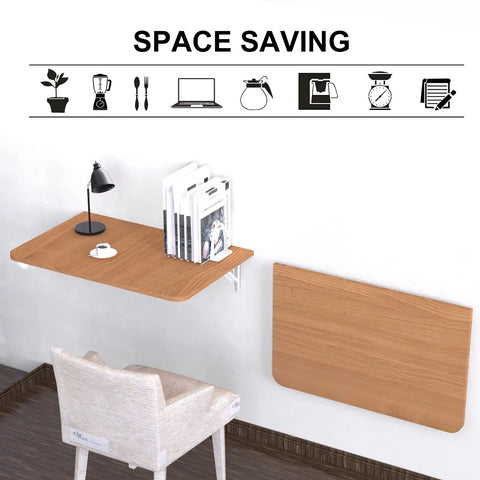 Wall-mounted foldable desk demonstrating space-saving design with White Folding Shelf Brackets 20 Inch Heavy Duty L Shaped DIY Collapsible Shelf Brackets For Workbench And Folding Tables Hinges Max Load 330lb 2 Pack Built To Last Scratch Resistant And Easy Install.
