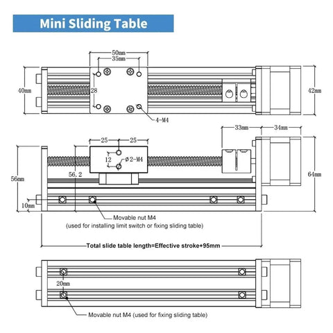 Rock Solid Linear Rail Stage With Nema 17 Motor Drive Kit For Sliding Table And CNC XYZ Axis Router 150mm Stroke self-lock diagram