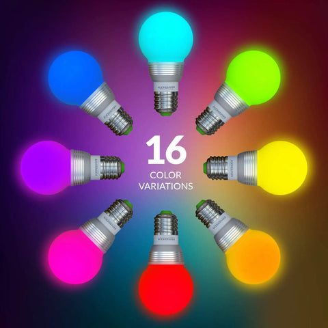 Led Color Changing Light Bulb With Remote Control 16 Color Options And Modes Like Smooth Fade Flash Or Strobe on display