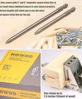 All Metal Pocket Hole Jig Kit For Pros with two titanium plated 3/8 inch drill bits, wood clamps, and packaging box.