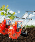Portable Manual Seeder With Double Row Seed Spreader, Hand Push Garden Seeder Roller Seeding And Fertilizer Applicator