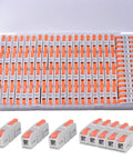 Hella Reliable 90 Piece Quick Push In Lever Wire Connectors For No Sweat 1 In 1 Out Splicing And Dead Tight Grip On 24 To 12 Awg Electrical Cables And Wires in a storage case.