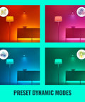 13Ft Multicolor LED Light Strip Base Kit With Extension showing dynamic color modes in a smart home setup.