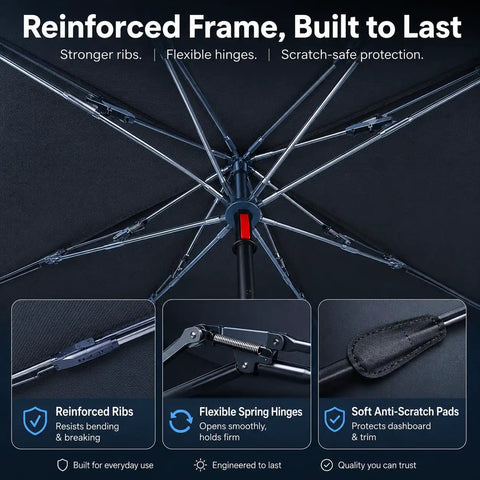 Upgraded Windshield Sun Shade Umbrella For Car With Reinforced Frame And UV Block Heat Shield Keeps Your Ride Interior Cooler