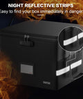 Fireproof Doc Box With Lock For 5200F Heat Insulation in black showing night reflective strips feature