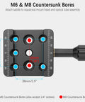 Telescope Dovetail Saddle Clamp Tripod Adapter Mount for Vixen Style Dovetail Plate with M6 M8 Countersunk Bores for OTA Equatorial Head