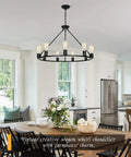 Black Wagon Wheel Chandelier Total Showstopper Lighting Fixtures Bring The Farmhouse Vibes To Your Dining Room Or Kitchen With This 9 Light Pendant.