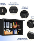 Heavy Duty Steel Garage Wall Cabinet With Doors And Shelves, Wall Mounted Tool Storage Cabinet For Garage, Basement, Kitchen And Warehouse, Black Powder Coat Finish, 21.6 Inch High, Scratch And Rust Resistant, 120Lb Load Capacity; black wall cabinet with lock