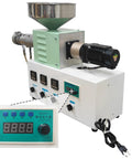 Heavy Duty Single Screw Filament Extruder For 3D Printer Roll Out Dope PEEK ABS PLA showing controls and motor details.