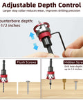 7-piece countersink drill bit set from Amazon with red aluminum stop collar, 1/4 inch hex shank