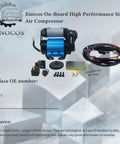 12V On-Board High-Performance Air Compressor for Tire Inflation, Air Locker Differentials, Pneumatic Tools, Air Mattresses, Pool Floats and More, Compact and Durable Power for Your Vehicle with wiring and accessories.