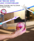 Hand Operated Flying Orb Drone With RGB Lights and Magic Controller in use outdoors