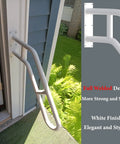 Beefed Up U Shaped Outdoor Stair Handrail With Two Crossbars 26 Inch Wall Mounted Grab Bar in White for 1 To 3 Step Stairs