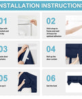 Installation steps for Self Sticky Blackout Curtain Panel For Windows And French Doors No Drill Easy Install Thermal Insulated Light Blocking And Energy Efficient Double Blind Navy 26 By 69 Inches One Panel With Included Straps.