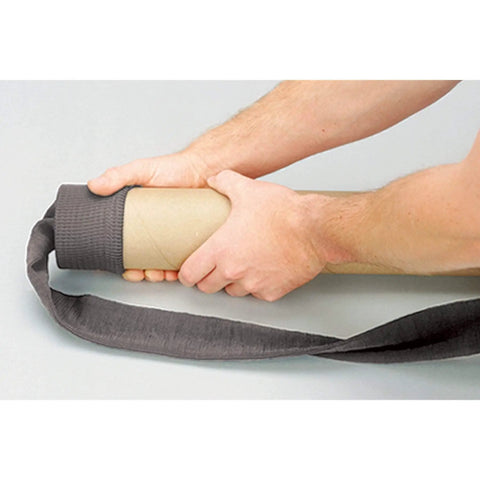 Hands sliding Hose Sock With Assembly Tube For 30 To 32 Feet Central Vacuum Hoses Gray onto a tube, showing easy installation.