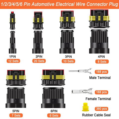 Waterproof Automotive Wire Connector Kit With 1008 Pieces And 63 Sets 1 Pin To 6 Pin Male And Female Plug Connectors