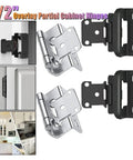 Two Pack Half Inch Self Closing Spring Hinges For Kitchen Cabinets And Furniture Hardware Matte Black Semi Hidden Design Soft Close