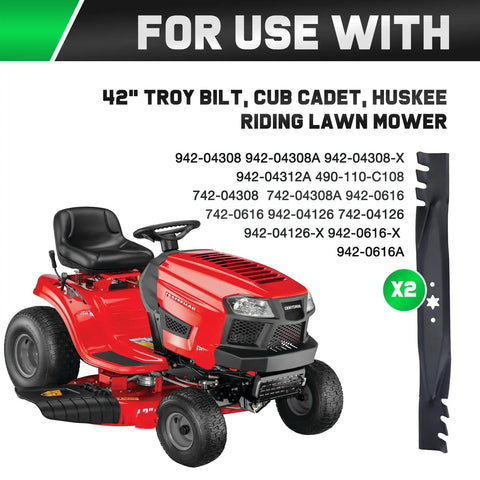 42 inch mower blades replacement for Cub Cadet Troy Bilt 942 04308 X 942 04308 for XT1 42 ZT1 lawn tractor shown with red mower