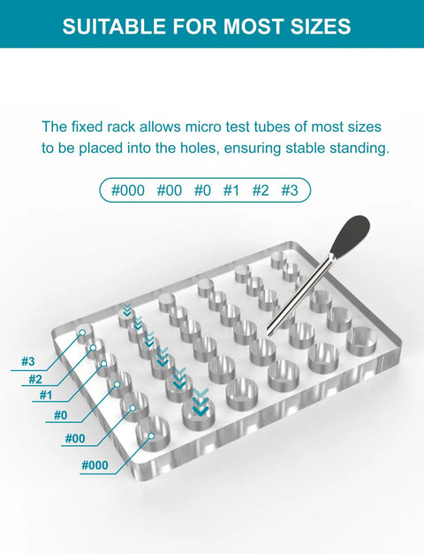 Lab Tube Rack Filling Tray Kit With 36 Hole Microcentrifuge Rack, Spoons And Spatula For Sizes 000 Through 3, Great For Home Labs And Makers